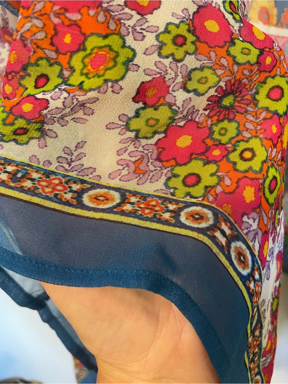 Colorful Bohemian Silk Shawl Top One Size - Picture 10 of 10